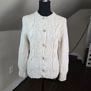 NWT Bruno Manetti 100% Cashmere Cable Knit Cardigan Sweater Italy M Ivory
